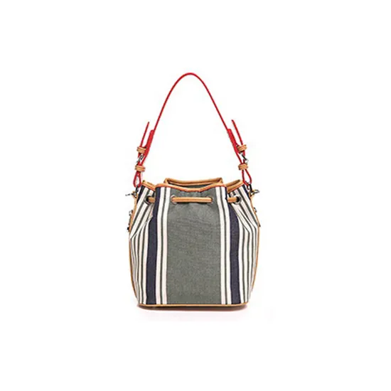Designers PU Drawstring Handbag Ladies Stripe Bucket Bag Wzx1199
