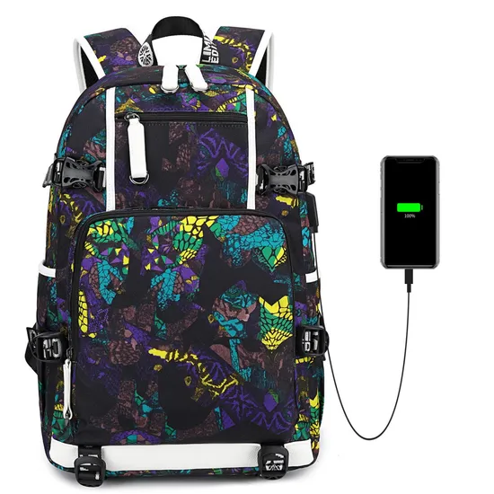 Printed Student Backpack Printed Splashproof Computer Bag Outdoor Street Travel Backpack