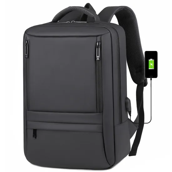 Fuliya High Quality Mens Travel Backpack USB Charing Large Waterproof 15.6 Inch Laptop Computer Backpack