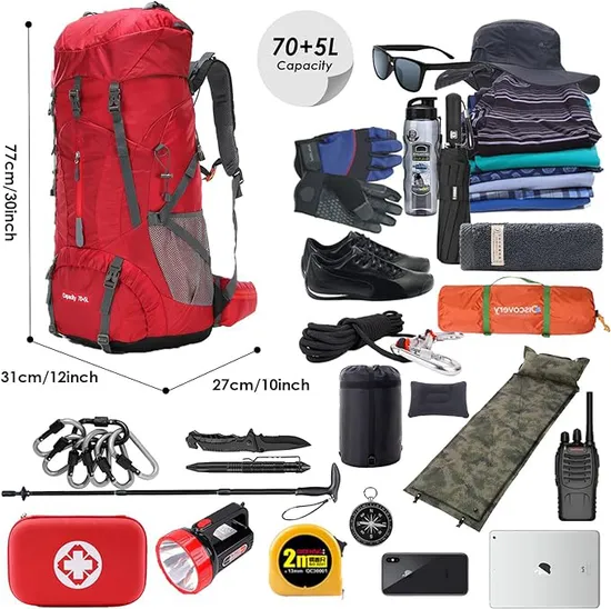 75L Hiking Backpack, Camping Backpack Shoes Warehouse for Men Women Bpcp229