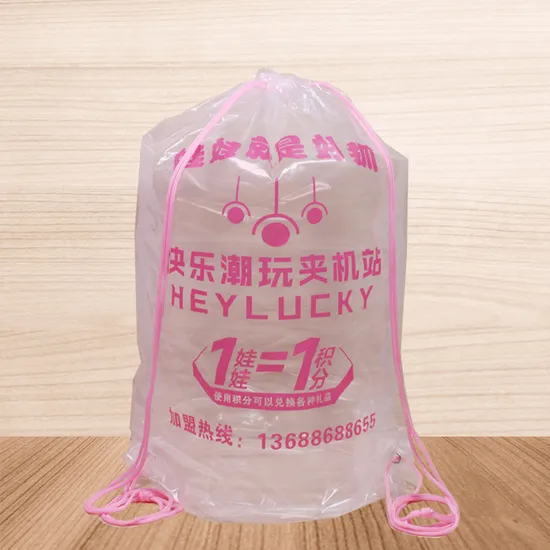 Custom Waterproof Polyester Plastic Poly Backpack String Drawstring Backpack Bag for Shopping