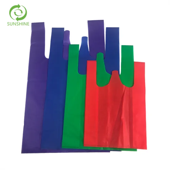 Promotional PP Non Woven TNT Bags Nonwoven T Shirt Bags Bag T-Shirt Non-Woven Vest Carrier Shopping Bag