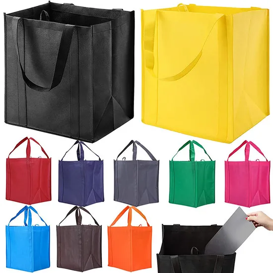 AI-MICH Custom Foldable Large Capacity Grocey Fabric Black Shopping Non Woven Bag