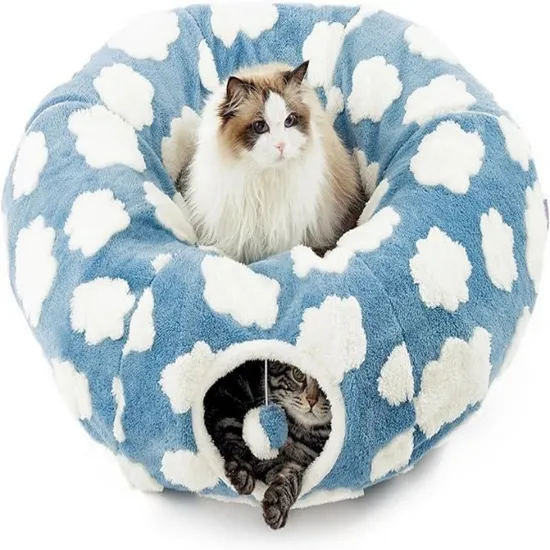 Hot Sale Cat Tunnel Bed for Pet Products with Washable Circle Cushion