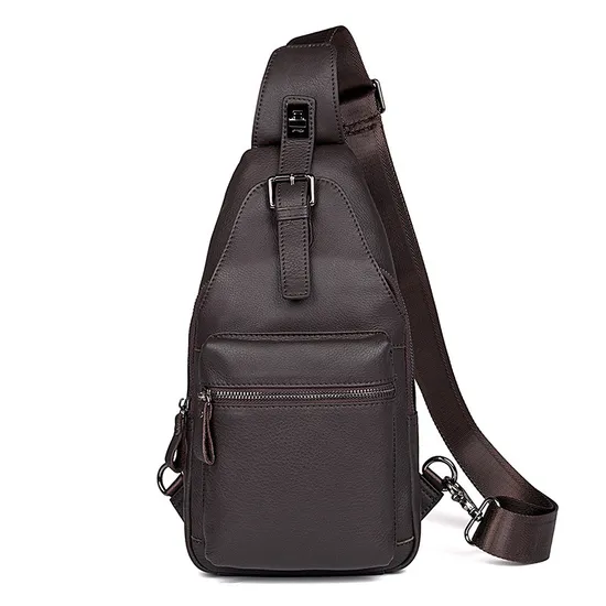 Outdoor Sports Casual Leather Crossbody Sling Bag Shoulder Bag Chest Bag for Men
