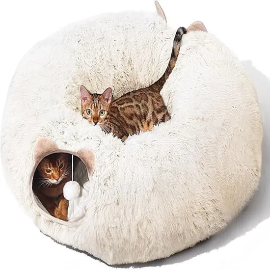 Soft Plush Cat Tunnel with Cat Bed Pet Products for Indoor Cats