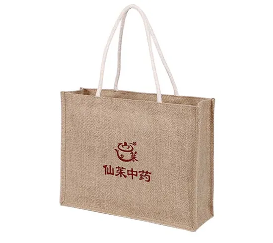 Customized Jute Gift Bag Fabric Handbag with Your Logo Printing Jute Tote Bag High Quality