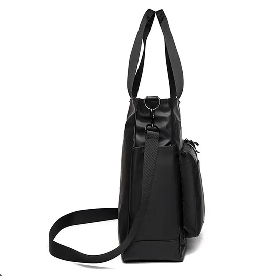 Black Custom Slim Executive Handbag 2 Ways Use, Multi-Pocket