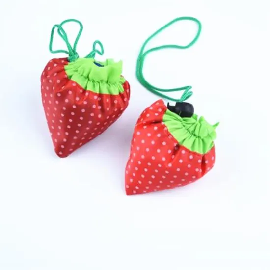 Foldable Polyester Handheld Environmental Protection Strawberry Shopping Bag