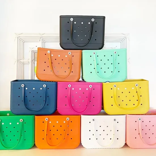Resuable Silicone Beach Tote Bags Waterproof Rubber Beach Silicone Bag