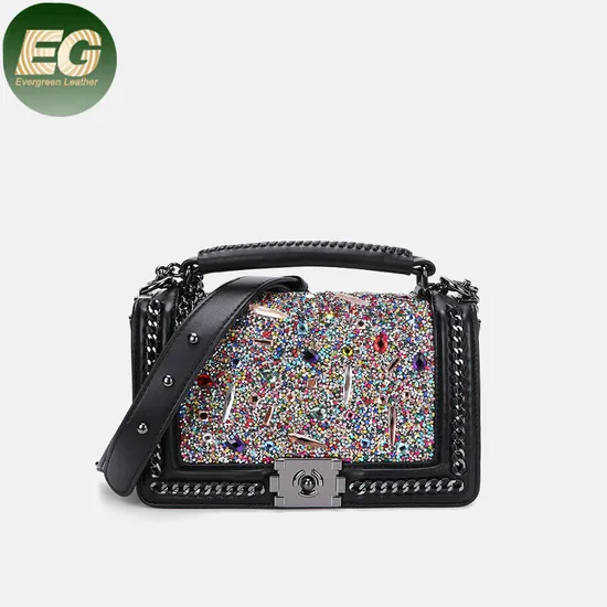 Sh1659 2020 Bling Lady Diamond Purse Handbag Designer Chain Shoulder Bag Quilted Stone Pattern PU Leather Crossbody Bags for Women