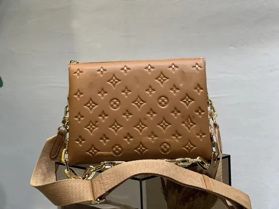 Fashion Embossed Letter Pattern Cowhide Versatile Shoulder Crossbody Bag