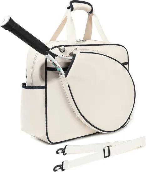 Tennis Shoulder Bag Large Water Resistant Tote Handbag for Tennis Racket, Pickleball Paddles, Badminton Racquet