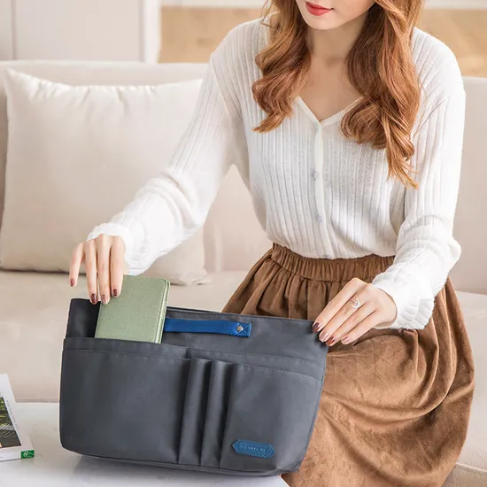 Custom Large Capacity Waterproof PU Leather Insert Storage Bag Organizer for Handbag Travel Use Letter Pattern