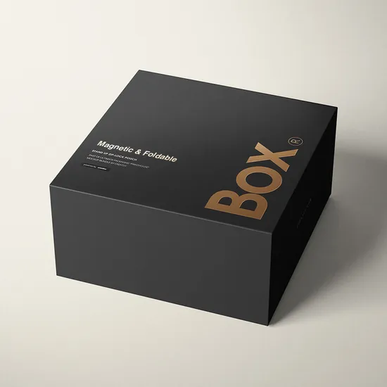 New Material Factory Price Luxury Magnetic Lid Closure Black Folding Collapsible Gift Box