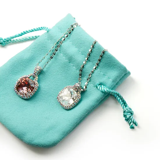 Custom Logo Jewelry Pouches for Ring Necklace Bangle Bracelet Packing Double-Face Blue Microfiber Pouch Bag