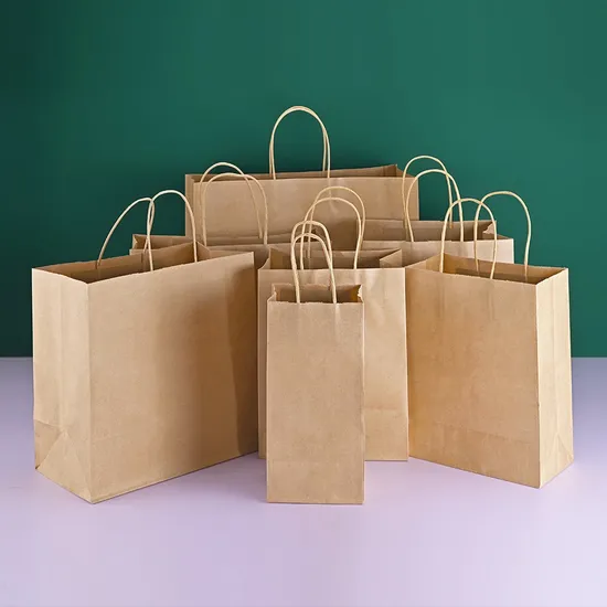 Custom Disposable Shopping Brown Coffee Tea Kraft Paper Bag Packaging