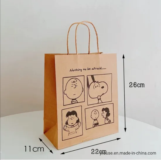 Customized Printing Kraft Paper Gift Shopping Packing Package Bag for Food Garment Promotional Items Packaging Custom Logo Welcome