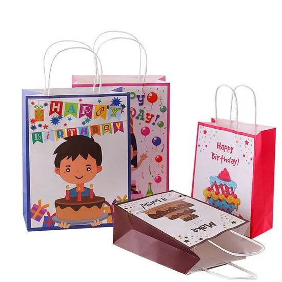 Wholesale Custom Logo Printed Kraft Happy Birthday Gift Paper Bag