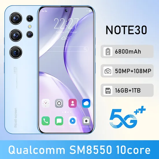 Hote Sale Note30+ 6.3inches 1+8GB AC70 Black Purple and Gold Mobile Phone