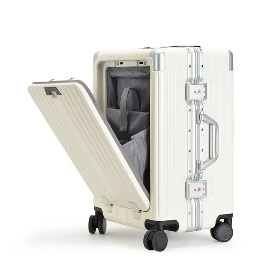 Wholesale 100% PC Luggage with Side Hook Cup & Phone Holder 20" Tsa Lock USB Charging Port in Stock