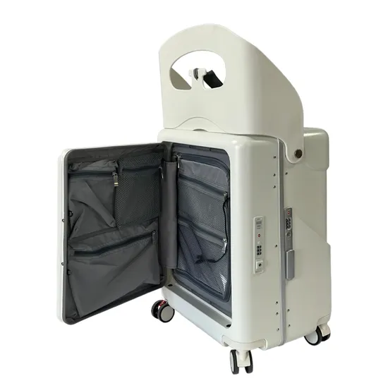 Hard Shell Carry on Suitcase PC Kid′s Luggage Child Seat Front Open Luggage with Wheels Stopper Luxury Suitcases