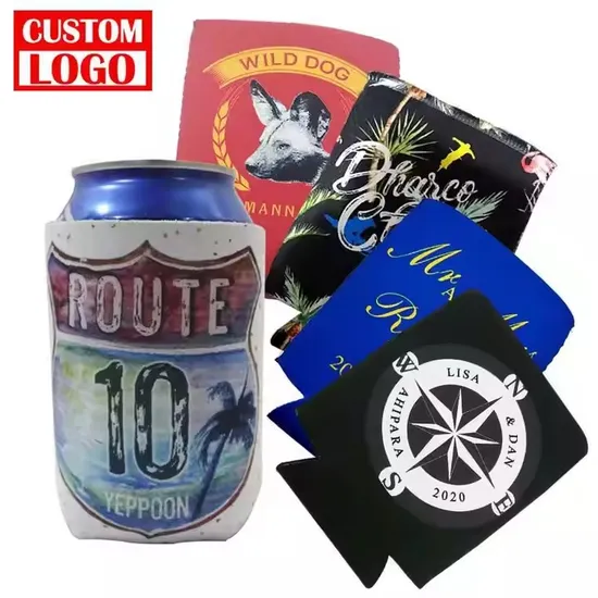 New Fashion Custom Logo Printed Neoprene Can Cooler Drink Stubby Holder