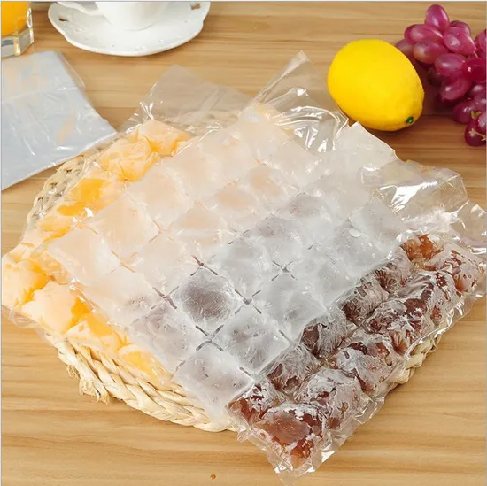 Transparent Poly Self Seal Packaging Cubes Plastic Ice Cube Bags for Making Ice Cubes, Disposable LDPE Food Grade