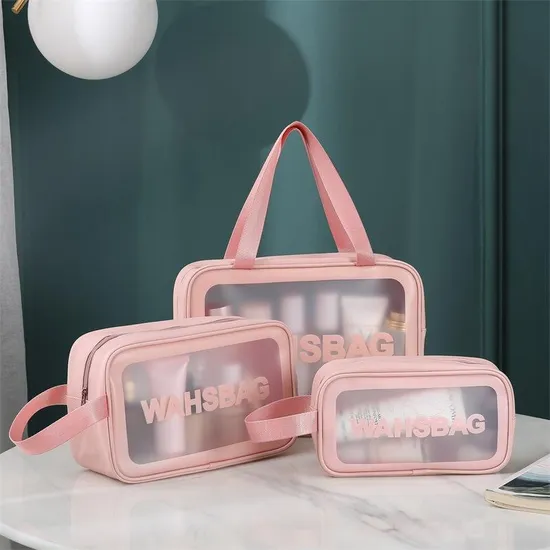 Xianghui Custom Makeup Bag Portable PU PVC Leather Waterproof PVC Travel Make up Cosmetic Bag