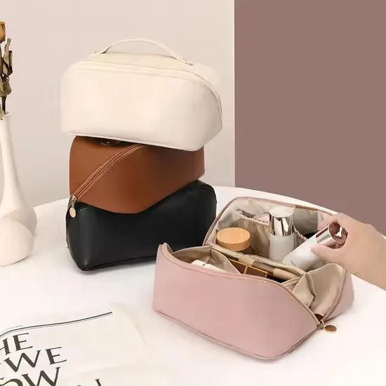 Custom Large Capacity Travel Storage PU Makeup Wash Cosmetics Bag