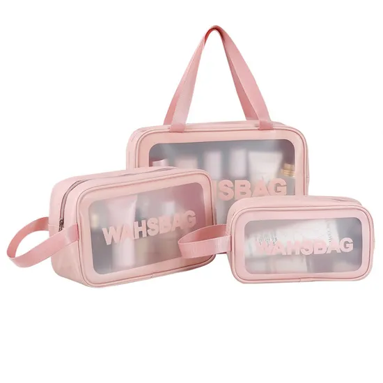 Custom Travel Portable Clear Transparent PVC Waterproof Wash Cosmetic Toiletry Makeup Bag