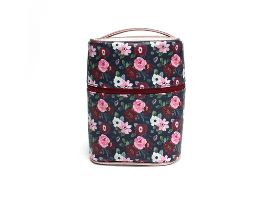Stylish Floral Travel Bucket PU Bag for Ultimate Organization