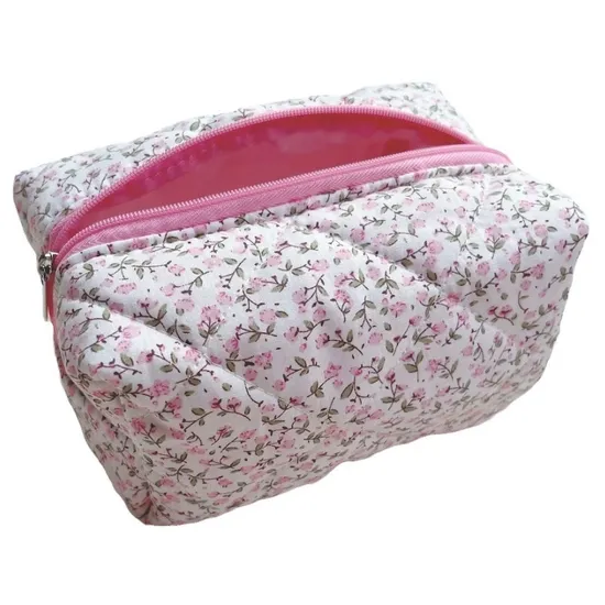 Flower Print Spot Floral Makeup Bag Travel Skincare Zipper Toiletry Bag Small Fresh Soft Leisure Stylish Cosmetic Bag
