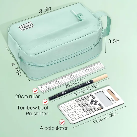 High Capacity Pencil Case, Big Pencil Bag Pouch Box Organizer Pen Case, Portable Journaling Supplies with Easy Grip Handle & Loop, Asthetic Supply for Girls Adu