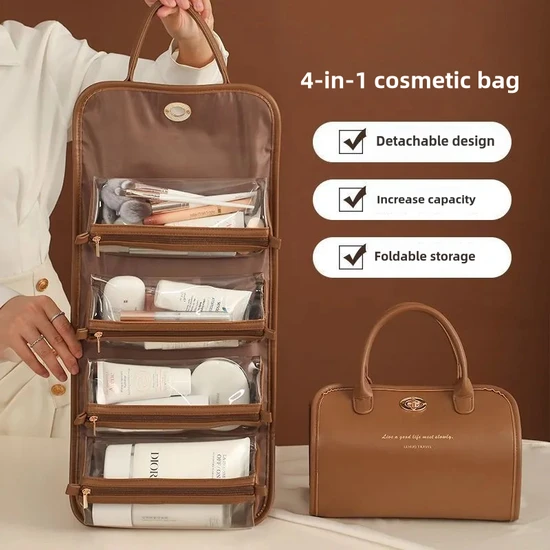C019 New 4 in 1 Portable Detachable Cosmetic Bag Large Capacity Waterproof Travel Toiletry Bag Hanging Makeup Bag for Women 2024