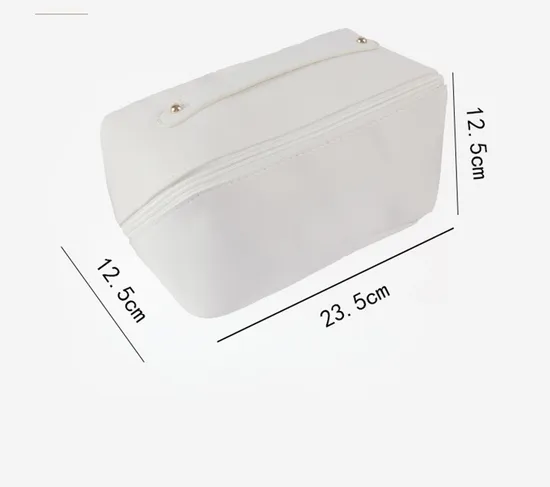Elegant Makeup Bags White Black Leather Storage Organizer Cosmetic Bag for Travel