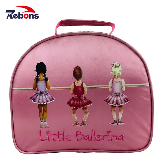 Wholesale Custom Logo Promotional Nylon Pink Cute Cosmetic Pouch Dance Hand Tote Bags Makeup Case Bags for Shcool Kids Girls