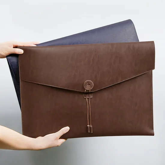 Custom Fashion PU Smooth Surface Large Capacity Document File High Quality A3 Office Document Files Bag