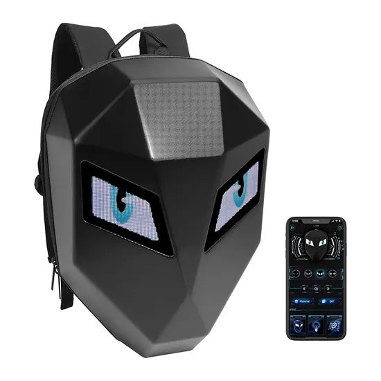 Bluetooth Smart LED Dynamic Knight Backpack Hard Shell Motorcycle LED Eye Backpack
