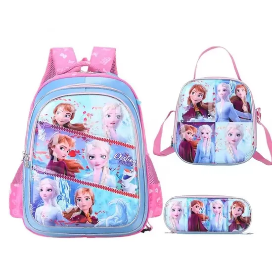 New Wholesale Three Pieces Children′s Trolley School Bag Primary School Students 2-3-5-6 Grade Cartoon Kids Backpack