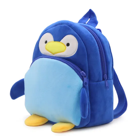 Blue Penguin Cartoon Mini Plush School Bag Backpack