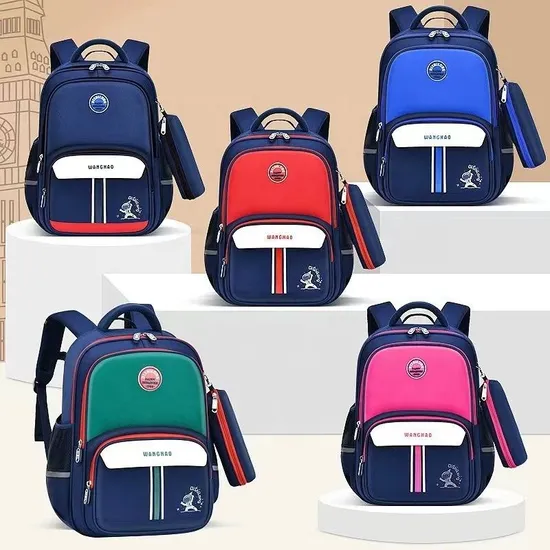 Hot Sell Boys Girls Durable Children Primary Waterproof School Bag with Pencil Case