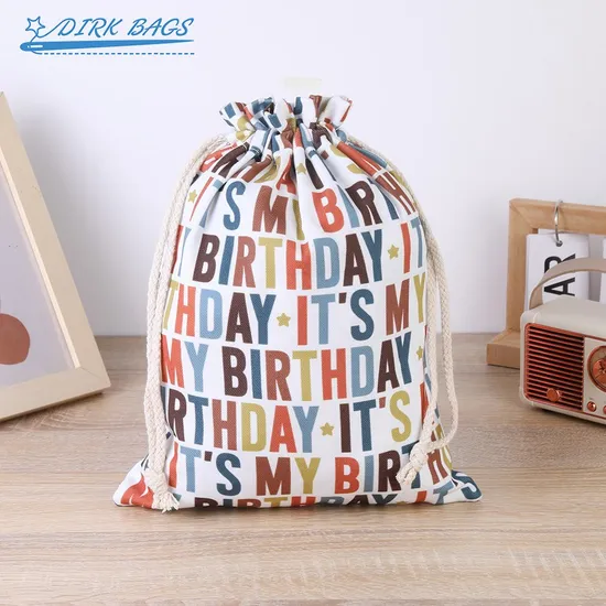OEM/ODM Sublimation Digital Printing Grocery Packaging Canvas Drawstring Gift Bag
