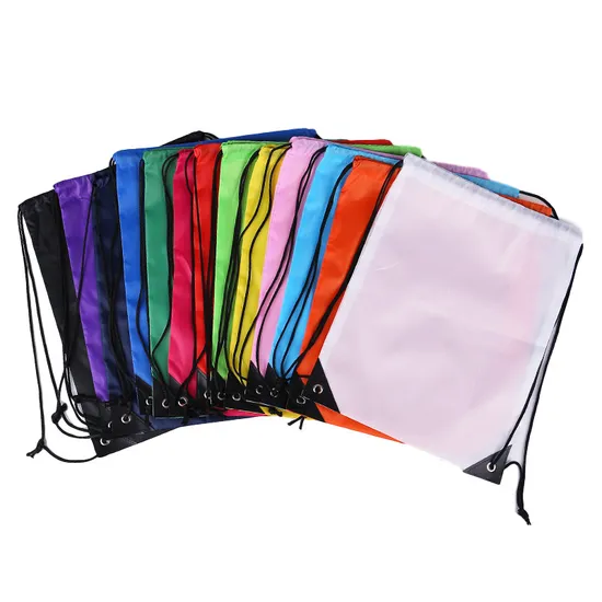 Promotional Fashionable Recycled Custom 210d Polyester Fabric Backpack School Drawstring Gym Bag