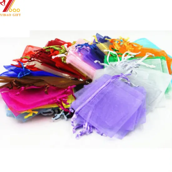 Custom Logo Organza Gift Bag Nylon Bag with Satin Ribbon