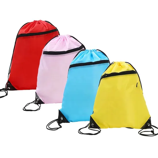 Hot Sale Sport Nylon Drawstring Backpack Bag with Logo Eco-Friendly String Pouch Bag for Gift