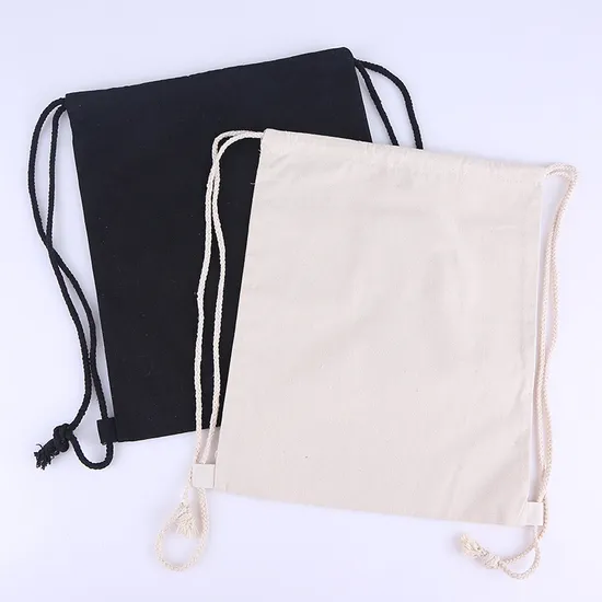 Canvas Drawstring Bag Sports Gym String Shoes Backpack Cotton Drawstring Bag