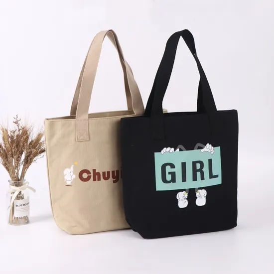 Fashion Customized Female Women Environmental Canvas Single Shoulder Pure Cotton Promotional Gift Commuter Beach Shopping Tote Bags
