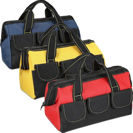 Waterproof Hard Bottom Heavy-Duty Tool Wide Mouth Tote Bag for Various Instrument