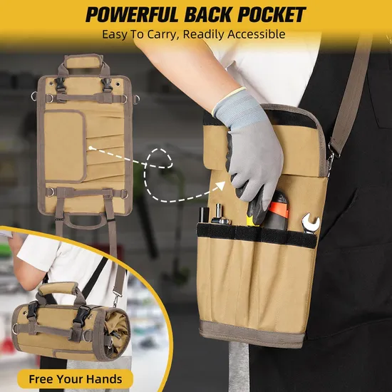 Wholesale Portable Detachable Pockets&Wrench Roll Heavy Duty Tool Kit Pouch